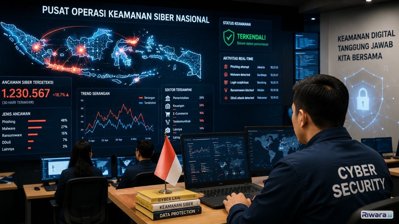 Ilustrasi ancaman serangan siber berbasis AI yang semakin meningkat di Indonesia APJII menilai ekosistem internet nasional masih rentan terhadap phishing ransomware deepfake dan pencurian data digital